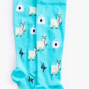 NWT FIGS Scrubs Neon Blue Trauma Llama Compression Socks